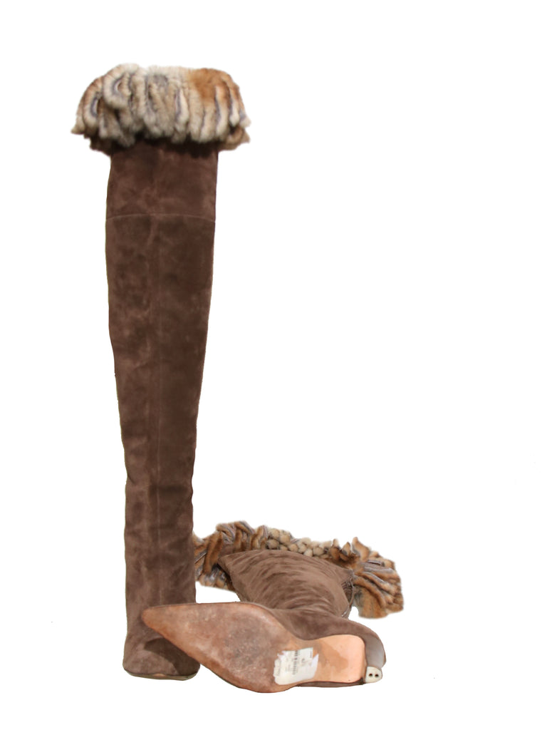 Manolo Blahnik Suede Over-The-Knee Boots