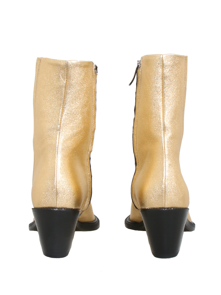 Barbara Bui Metallic Gold Leather Booties