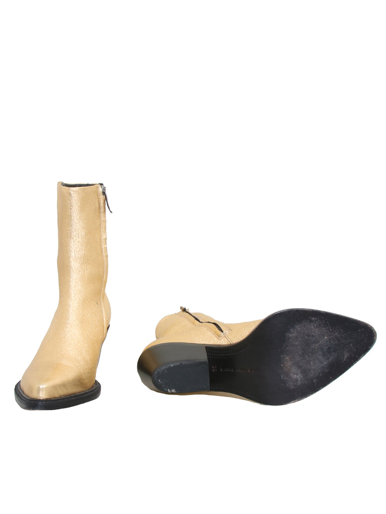 Barbara Bui Metallic Gold Leather Booties