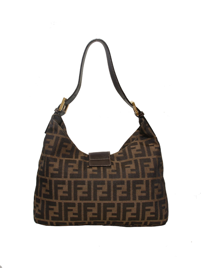 Fendi Leather Trimmed Zucca Shoulder Bag
