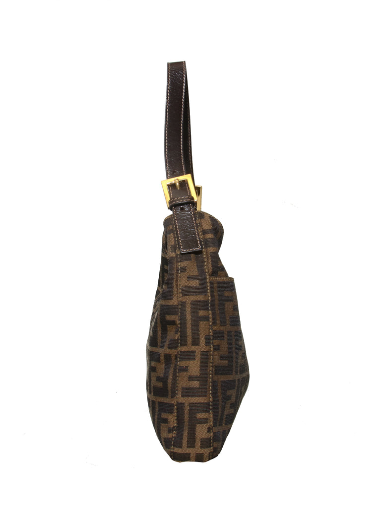 Fendi Leather Trimmed Zucca Shoulder Bag