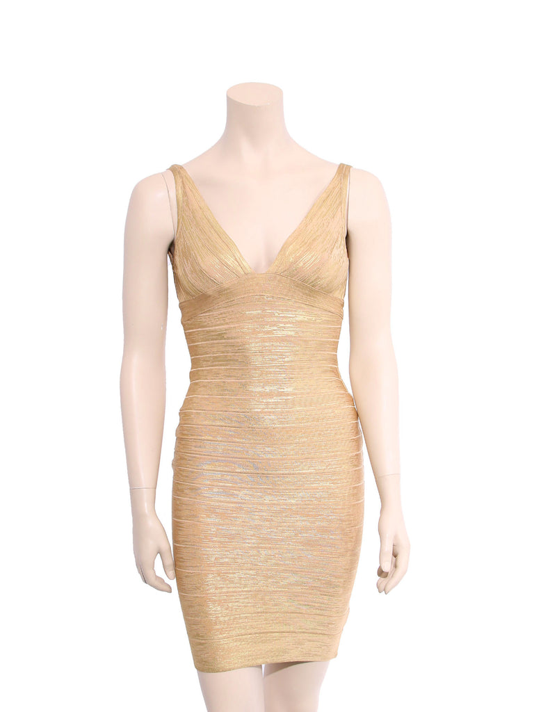 Herve Leger Metallic Bandage Dress