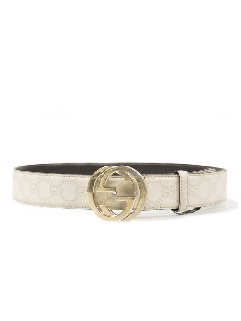 Gucci Monogram Logo Guccissima Leather Belt