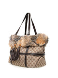Gucci Monogram Canvas Fur Shoulder Bag
