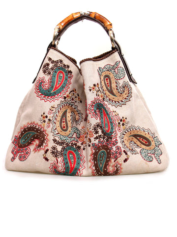 Gucci Embroidered Horsebit Hobo 