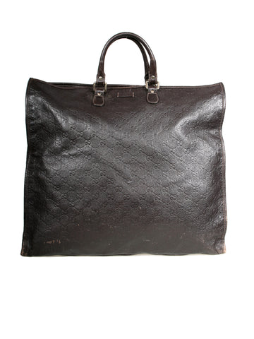 Gucci Embossed Leather Monogram Guccissima Tote