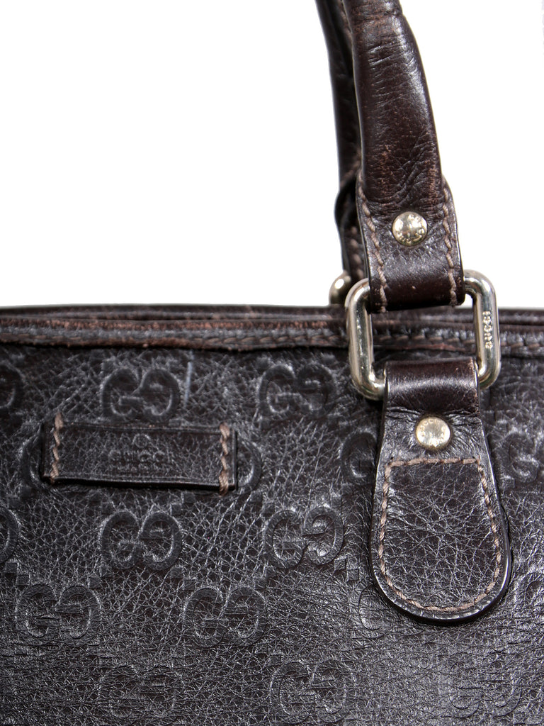 Gucci Embossed Leather Monogram Guccissima Tote