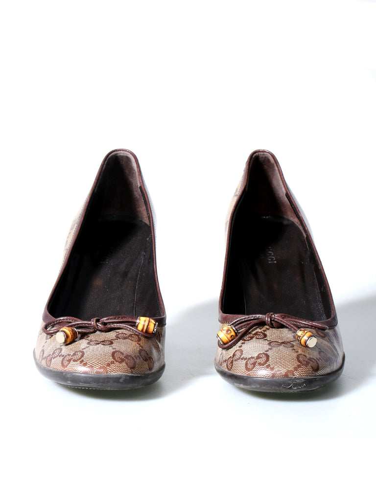 Gucci Coated Canvas GG Pumps