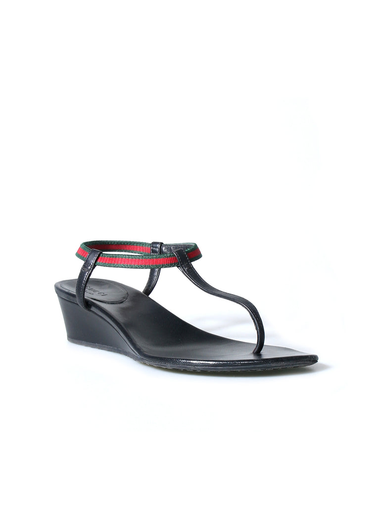Gucci Leather Wedge Sandals
