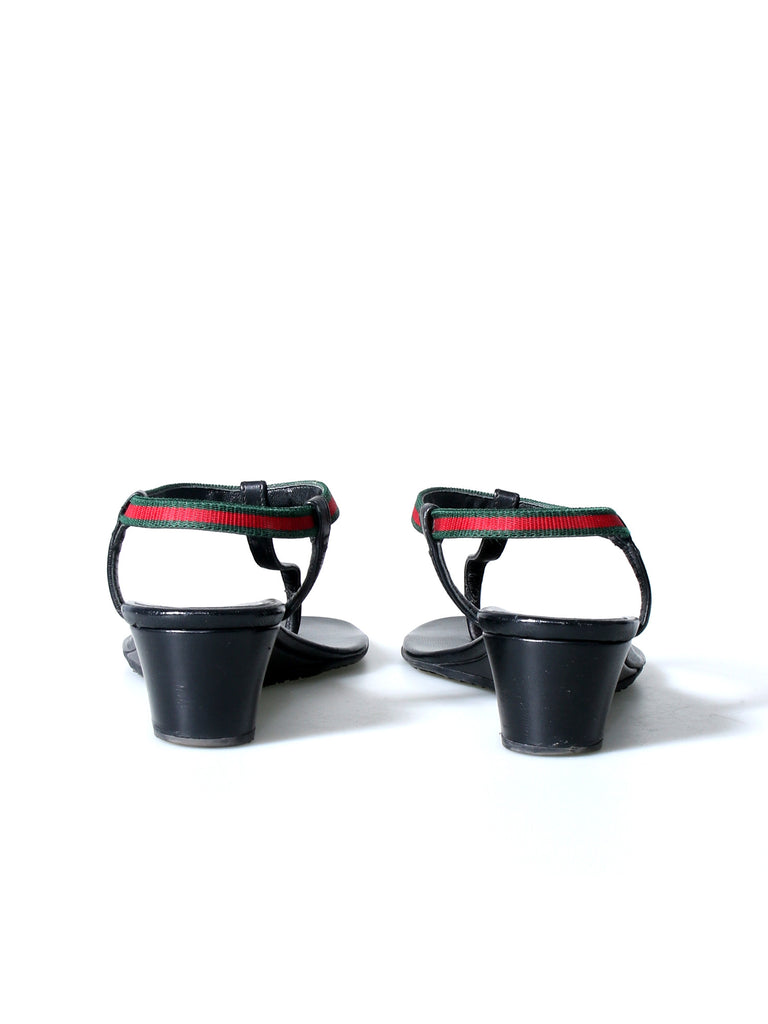 Gucci Leather Wedge Sandals