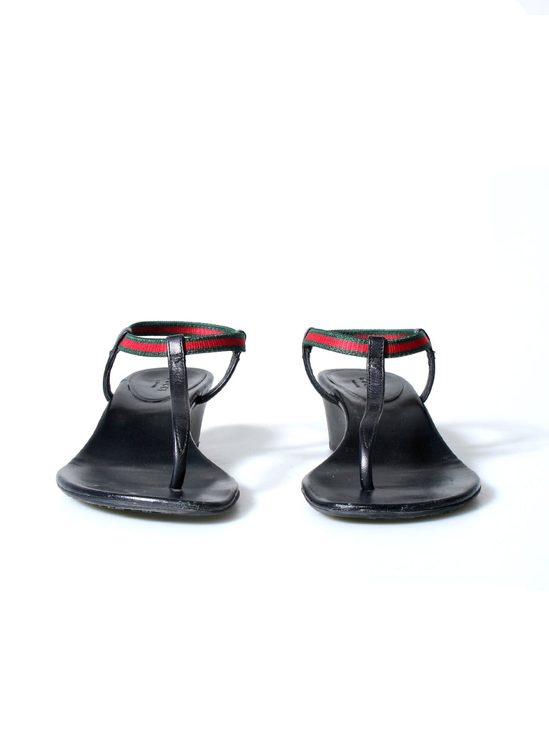 Gucci Leather Wedge Sandals