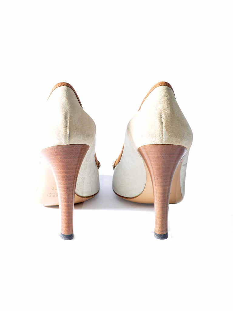 Gucci Suede Round-Toe Pumps