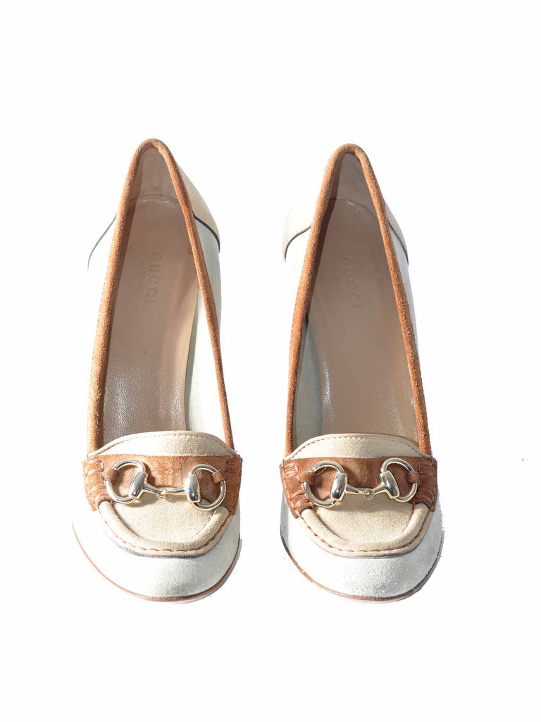 Gucci Suede Round-Toe Pumps