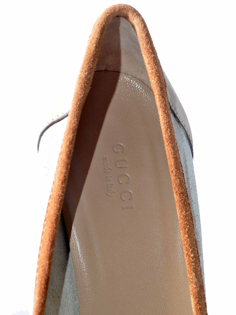 Gucci Suede Round-Toe Pumps