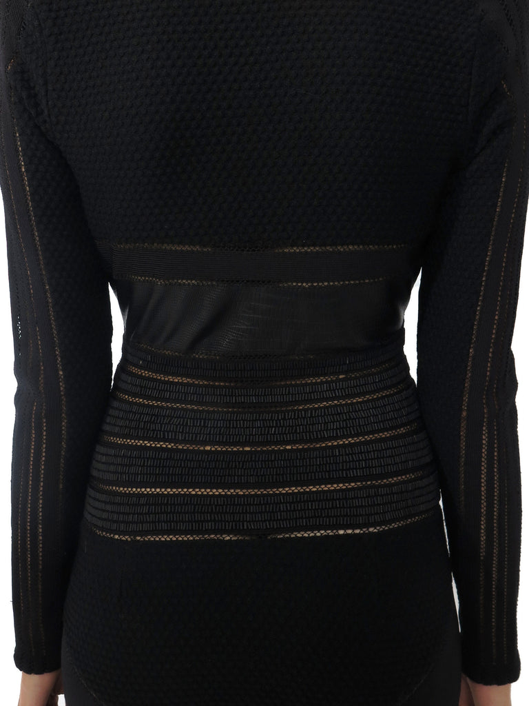 Herve Leger Long-Sleeve Beaded Bandage Dress