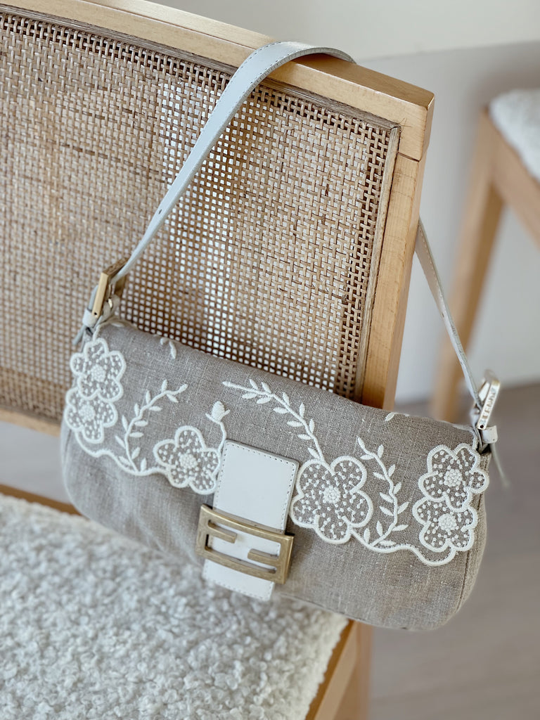 Vintage Embroidered Baguette Bag
