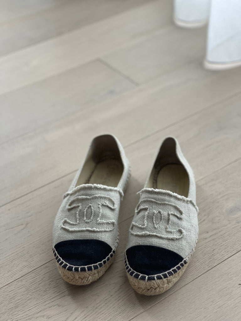 Chanel Logo Canvas Espadrilles