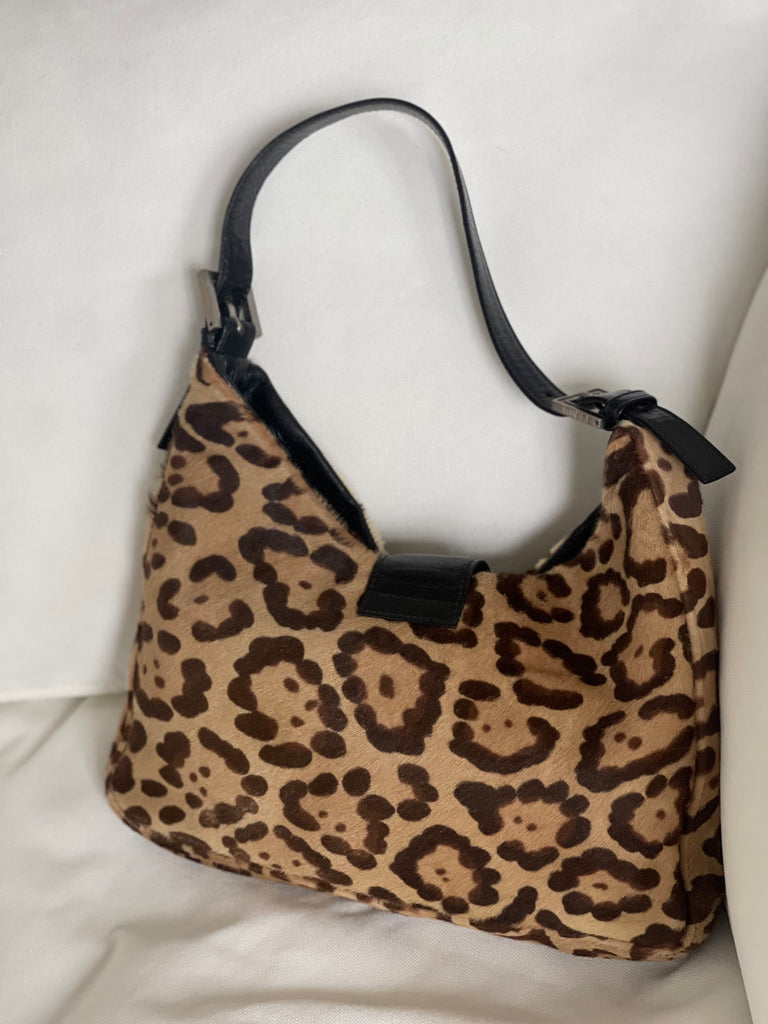 Vintage Leopard Print Pony Hair Shoulder Bag