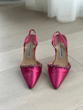 Vintage Embellished Satin Slingback Pumps
