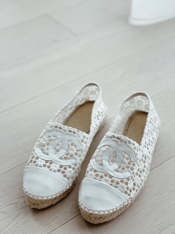 Chanel Logo Eyelet Espadrilles