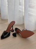 Patent Leather Peep-Toe Mules