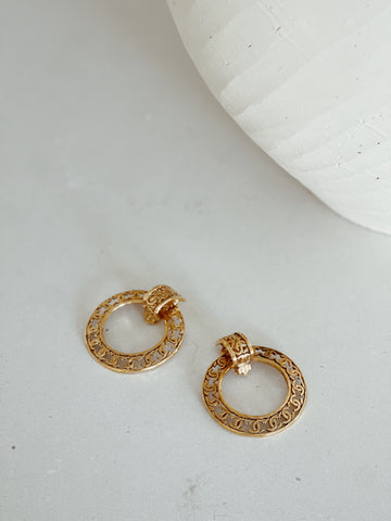 Vintage Gold-Plated Door Knocker Clip-On Earrings