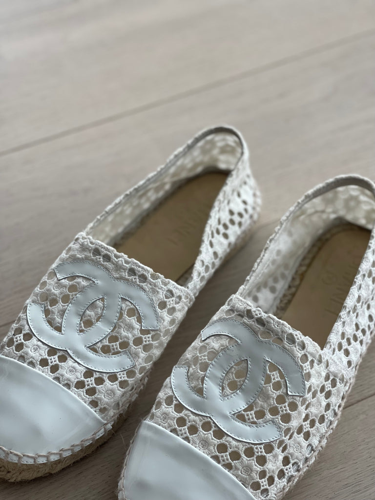 Chanel Logo Eyelet Espadrilles