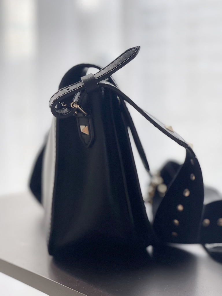 Rockstud Leather Messenger Bag