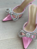 Double Bow Embellished PVC Mules