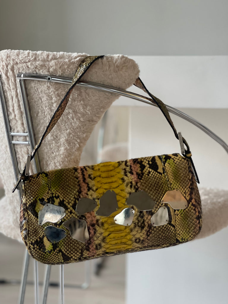 Vintage Embellished Python Baguette