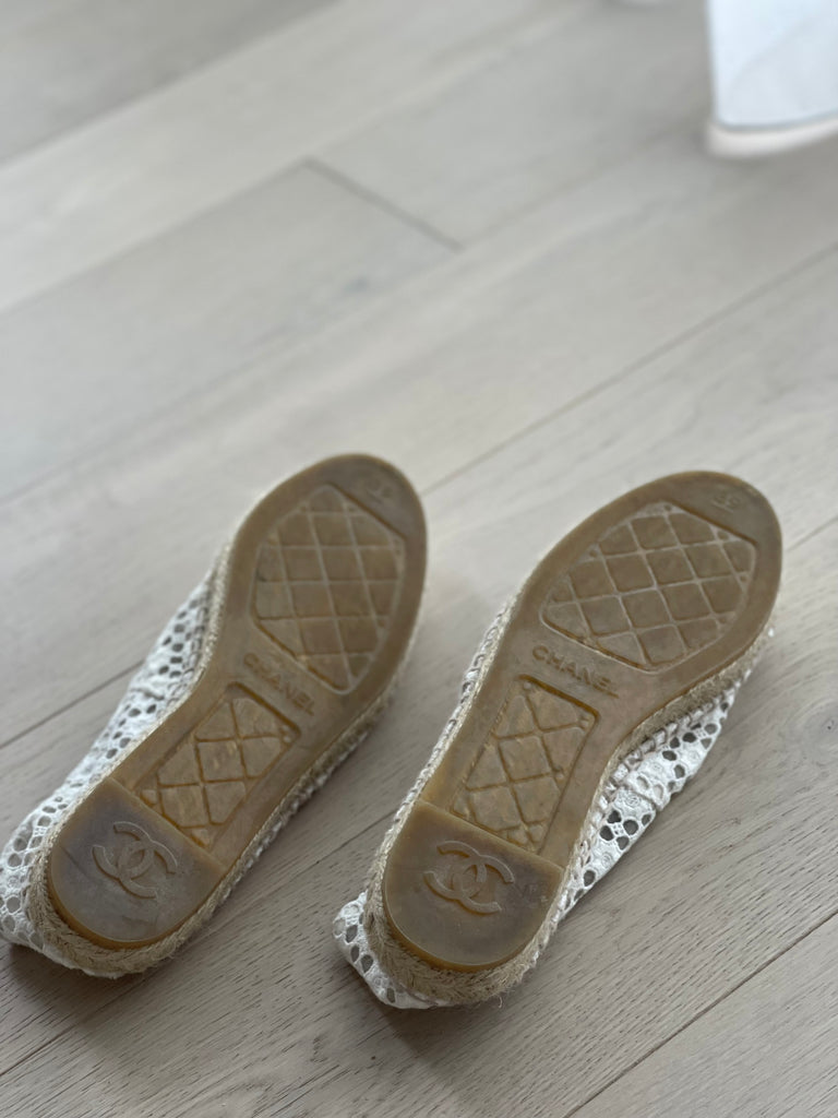 Chanel Logo Eyelet Espadrilles