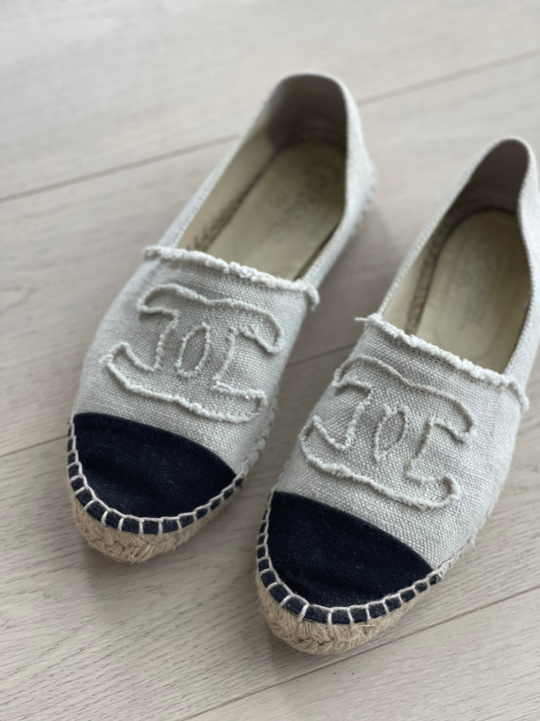 Chanel Logo Canvas Espadrilles