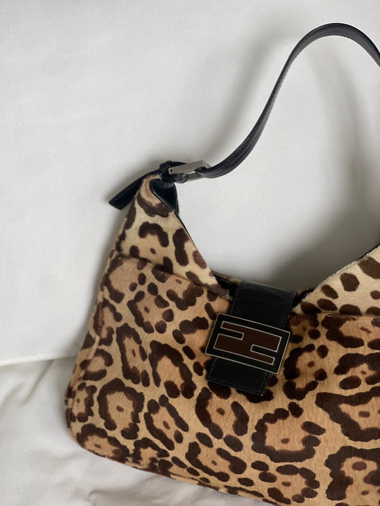 Vintage Leopard Print Pony Hair Shoulder Bag