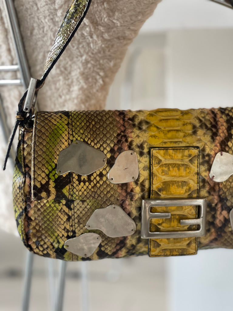 Vintage Embellished Python Baguette