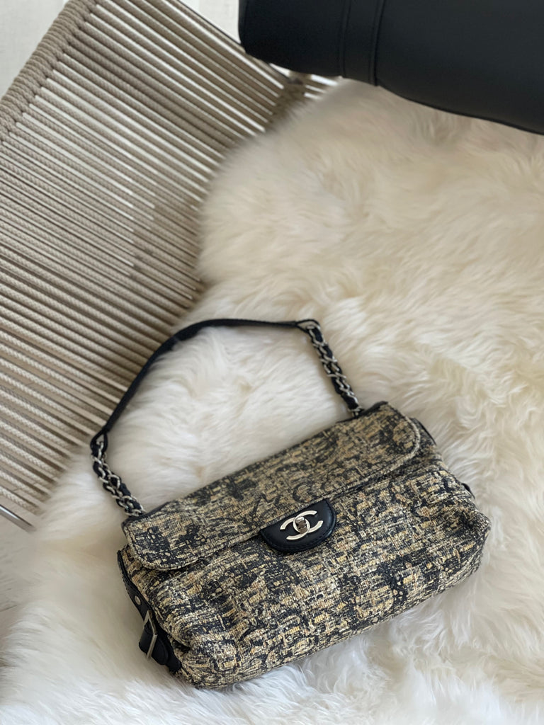 2006 Printed Canvas Flap Shoulder Bag