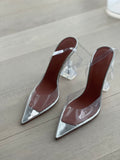Amina Muaddi Transparent Slingback Pumps
