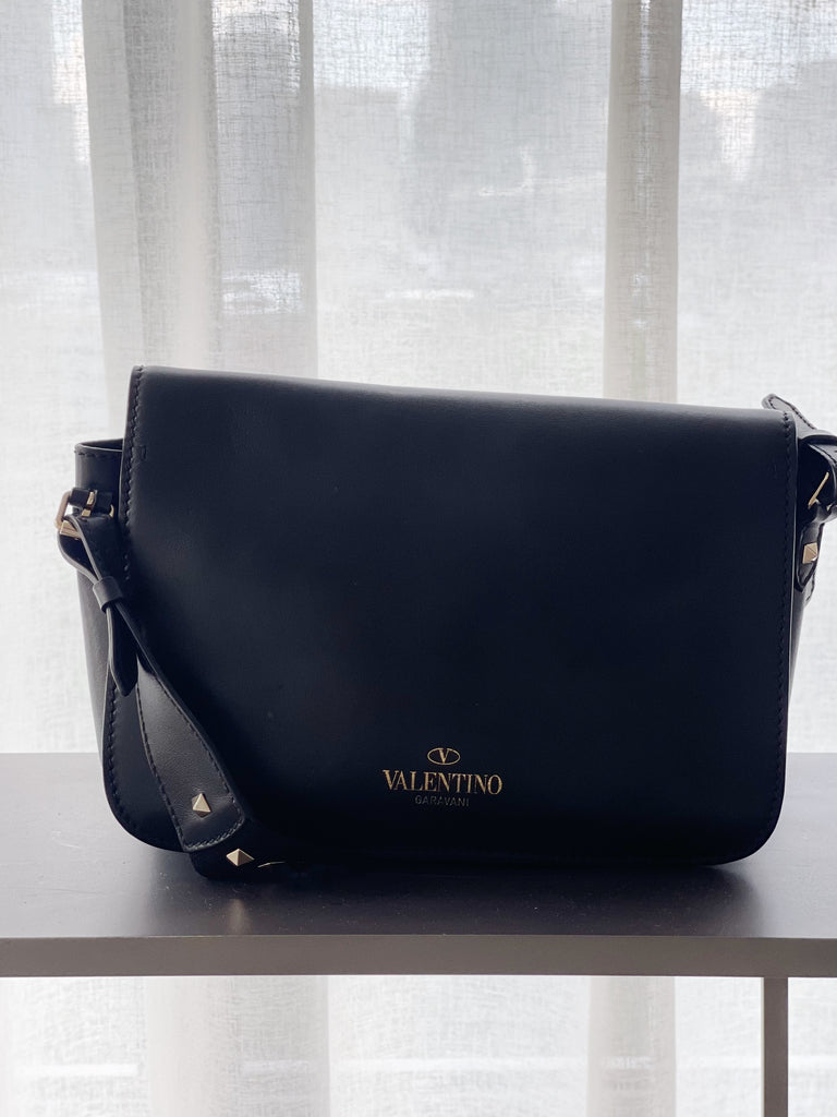 Rockstud Leather Messenger Bag