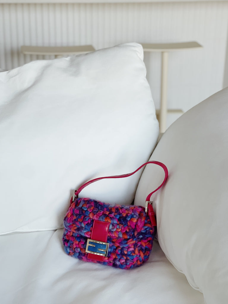 Vintage Wool Crochet Mama Baguette