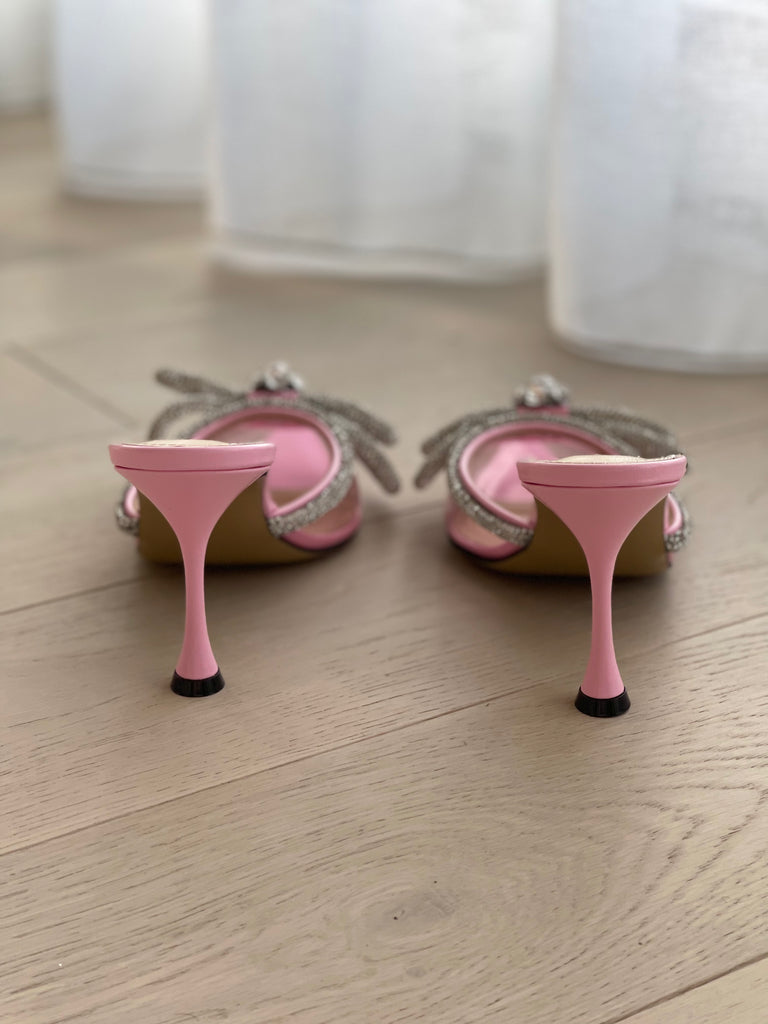 Double Bow Embellished PVC Mules