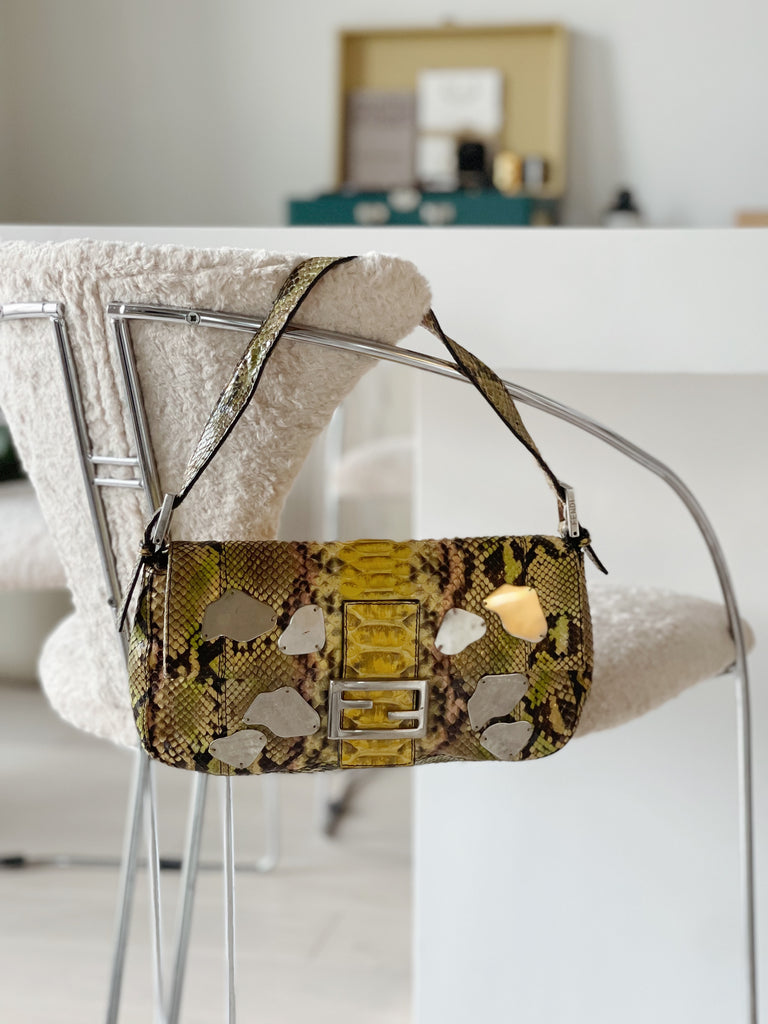 Vintage Embellished Python Baguette