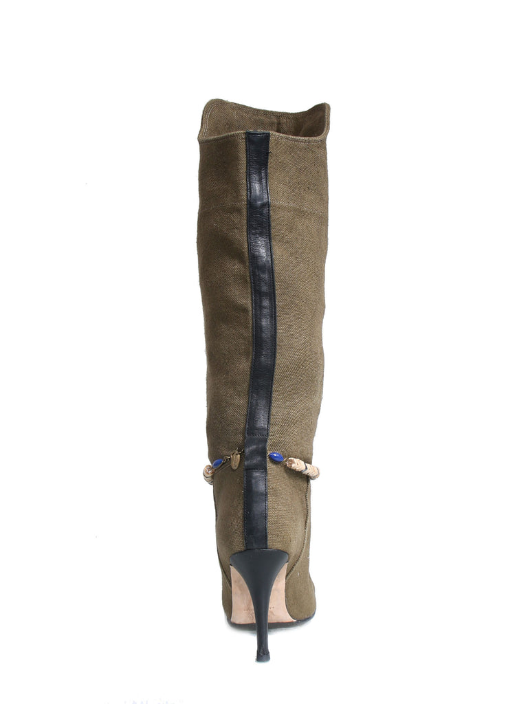 Isabel Marant Canvas Pointed-Toe Boots