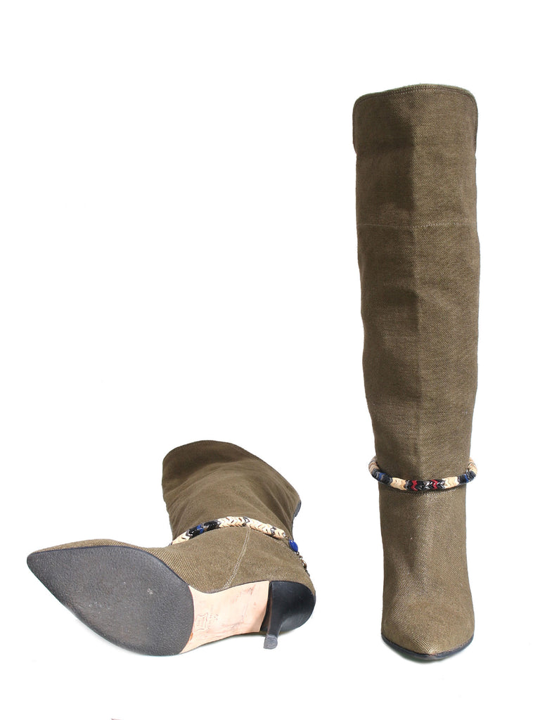 Isabel Marant Canvas Pointed-Toe Boots