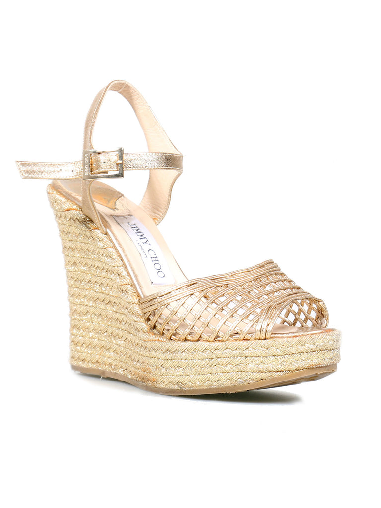 Jimmy Choo Mesh Metallic Wedge Sandals