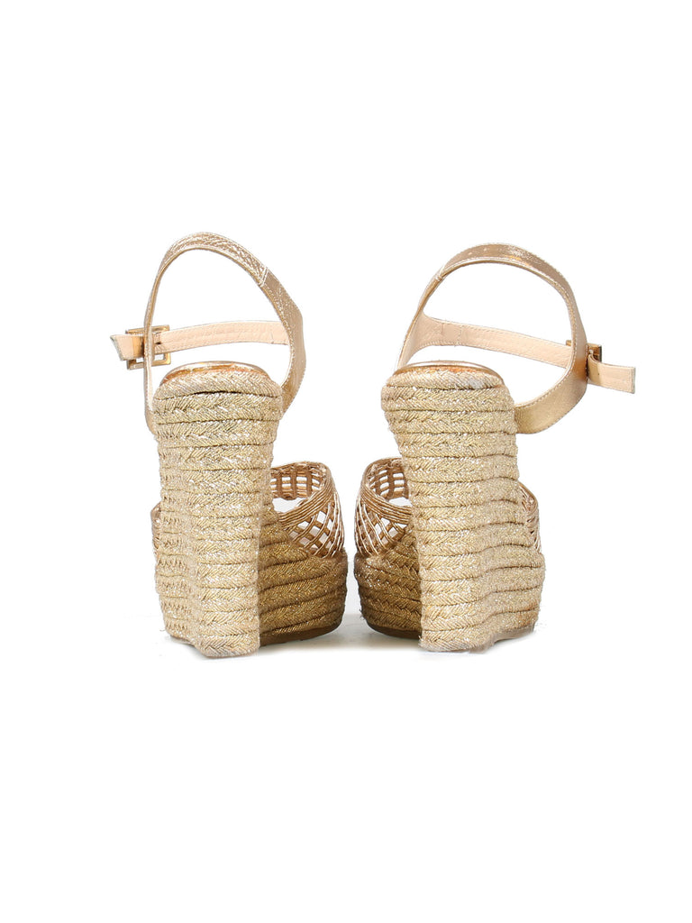Jimmy Choo Mesh Metallic Wedge Sandals