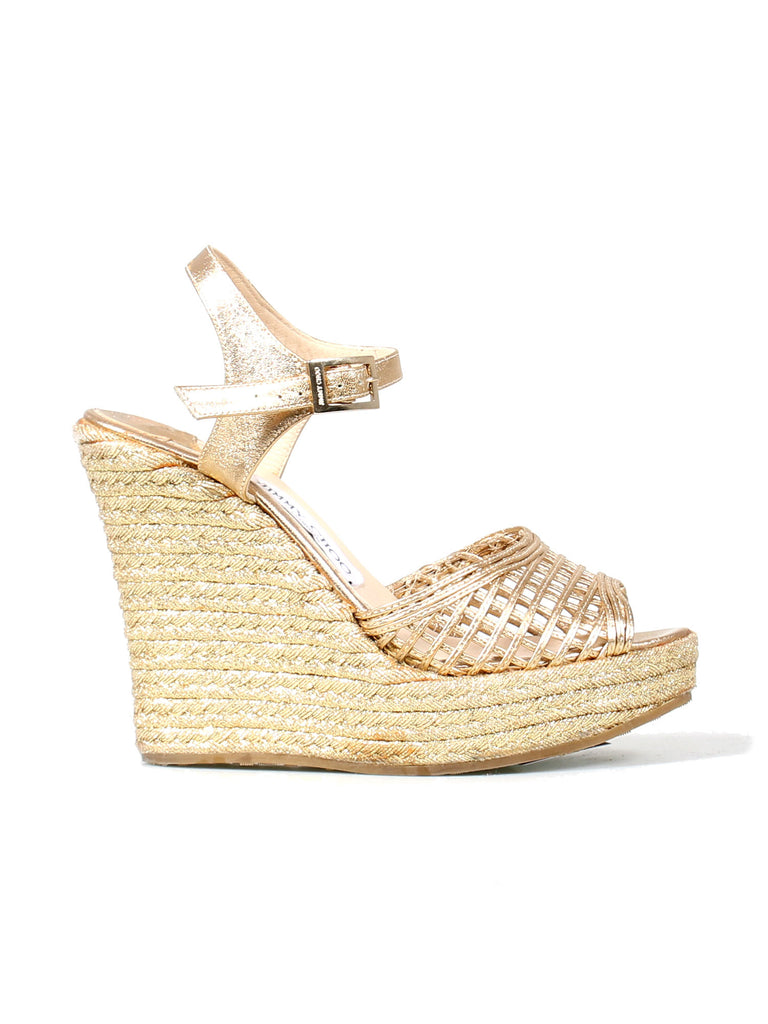 Jimmy Choo Mesh Metallic Wedge Sandals