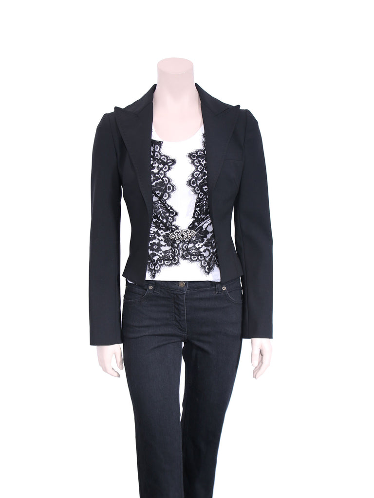 Dolce & Gabbana Lace Trimmed Crop Blazer
