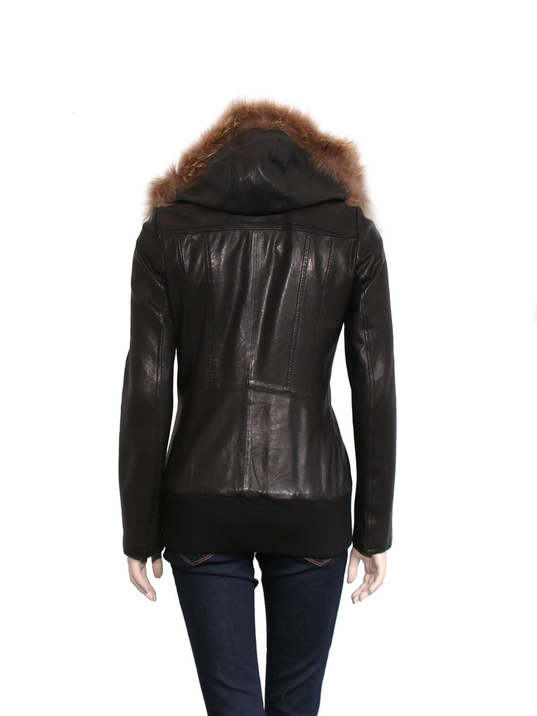Mackage Leather Hooded Jacket