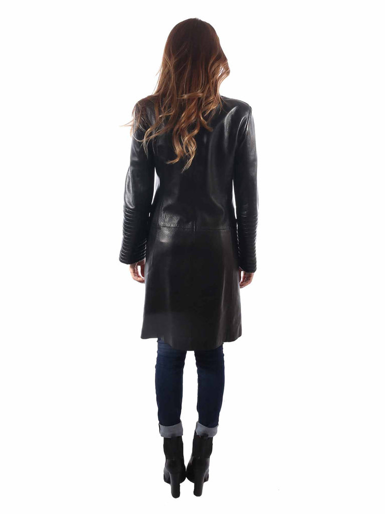 Kenzo Jungle Long Ribbed Leather Jacket