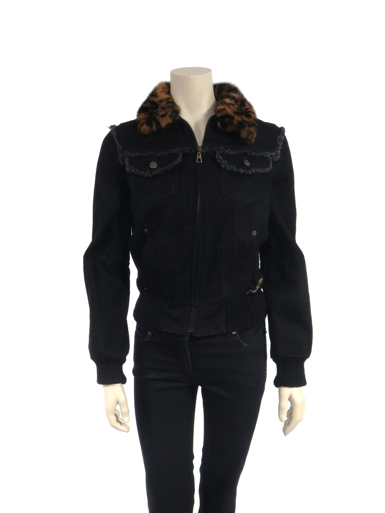 Louis Vuitton Leopard Mink Denim Jacket