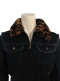 Louis Vuitton Leopard Mink Denim Jacket